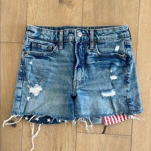 Old Navy Distressed Denim Shorts w/Flag Pockets, 0